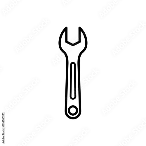 Minimalist Line Art Wrench Icon for Repair and Mechanical Work