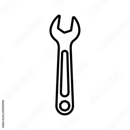 Minimalist Black and White Wrench Icon for Tools and Mechanical Equipment