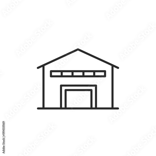 Minimalist Outline Illustration of a Simple Modern Garage or Storage Building