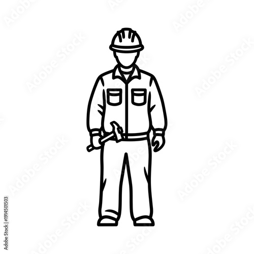 Construction Worker with Safety Helmet and Tools in Work Environment