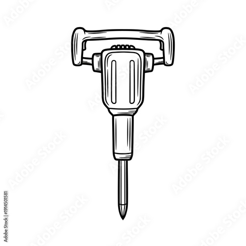 Detailed Illustration of a Construction Jackhammer for Heavy Duty Demolition Work