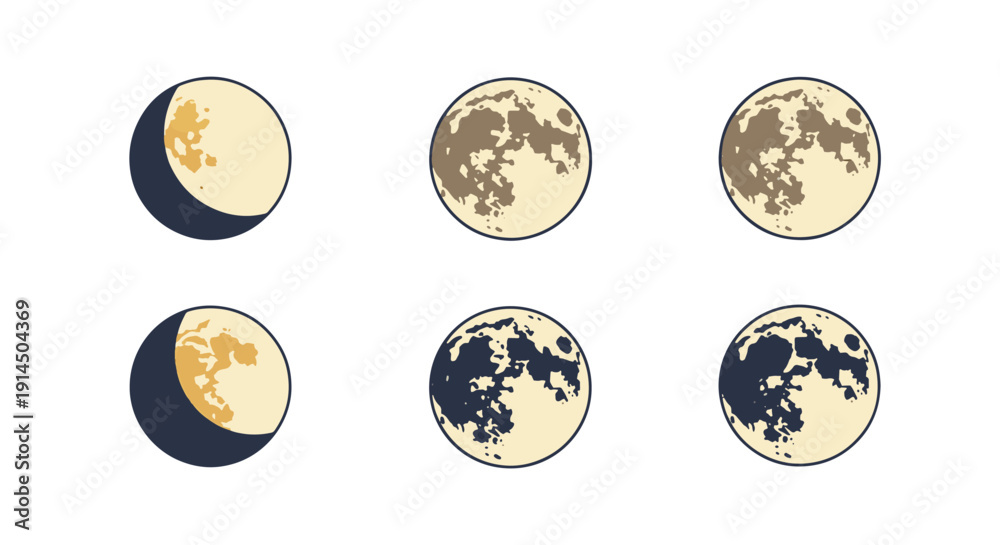Obraz premium Full Moon Line art outline illustration soft elegant style