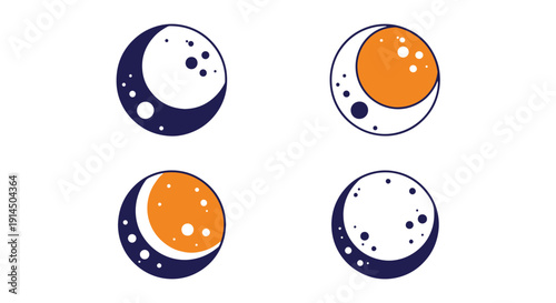 Full Moon Line art color illustration creative abstract vector