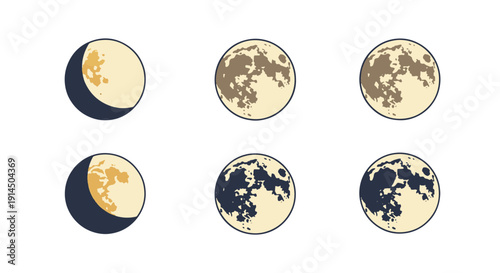 Full Moon Line art outline illustration soft elegant style