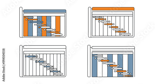 Gantt Chart Line bold creative color illustration