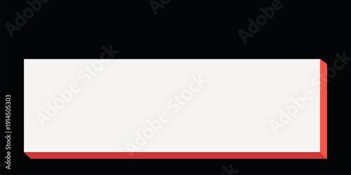 Red shadowed rectangle frame, geometric shape vector