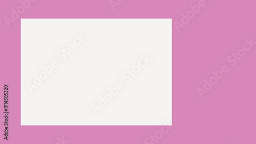 White rectangle frame, geometric shape on pink background vector