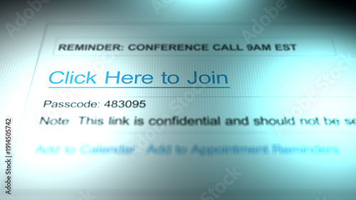 A Generic Conference Call Passcode Email from Inbox