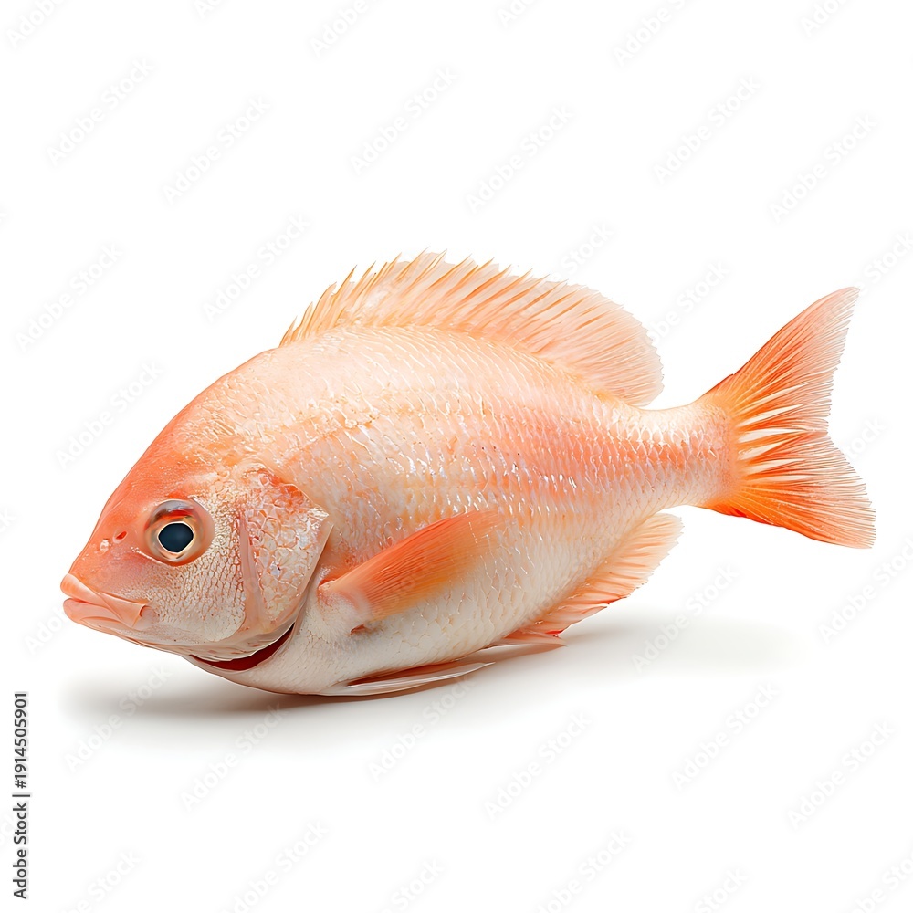 Obraz premium Freshly Caught Vibrant Fish with Bright Colorful Scales on White Background
