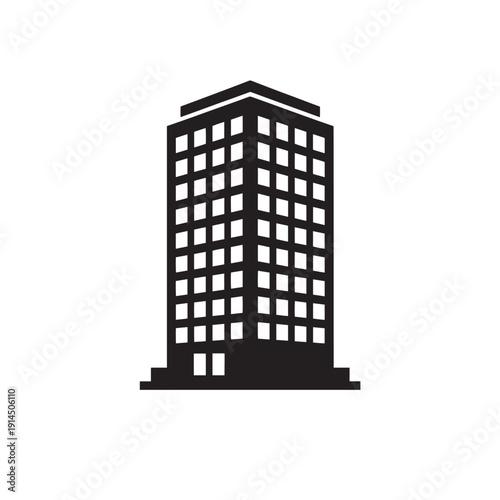 Black and white of a tall building with many windows