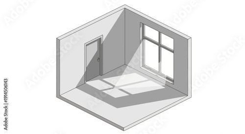 Empty room with sunlight streaming through the window.