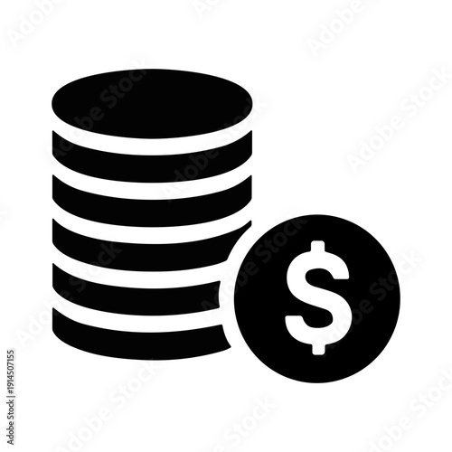 Stack of Dollar Coins Icon Representing Savings and Financial Assets Isolated on Transparent Background
