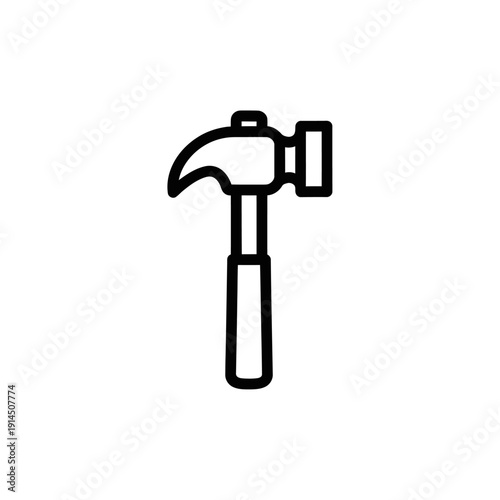 Minimalist Line Art Hammer Illustration for Construction and DIY Projects