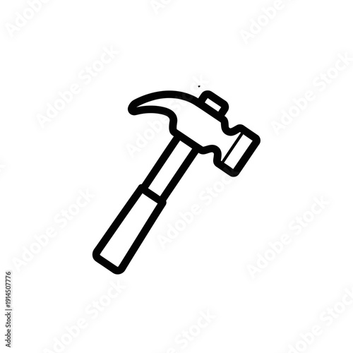 Minimalist Line Art Hammer Icon for Construction and Tools Representation
