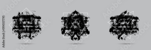 3D black paint brush strokes isolated on background. Elegant dark watercolour set. Textured effect bundle. Graphic design elements grungy painted style concept for ads, offer, big, mega, or flash sale