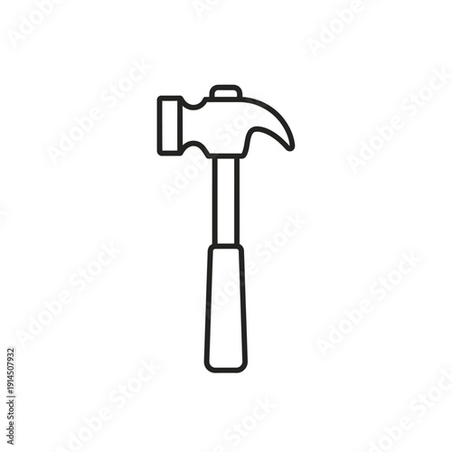 Minimalist Line Art of a Hammer for Construction and DIY Projects