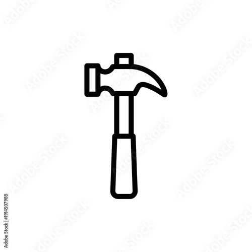 Minimalist Line Drawing of a Claw Hammer for Construction and DIY Projects