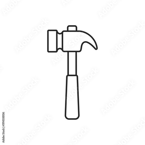 Minimalist Line Drawing of a Hammer for Construction or DIY Projects