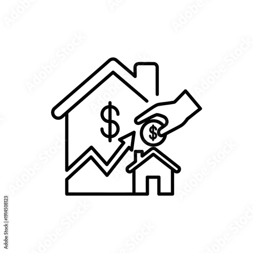 Financial Growth and Investment Concept with House and Dollar Symbols