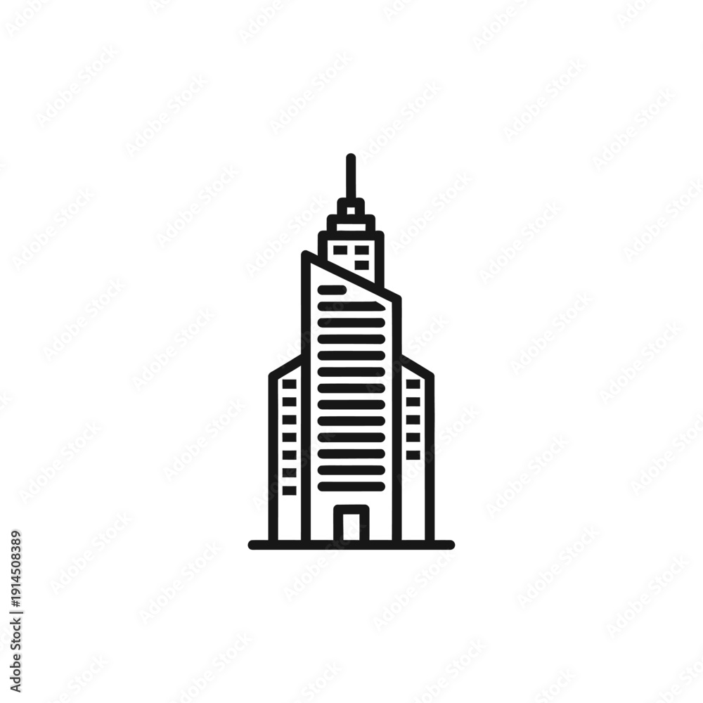 Obraz premium Iconic Skyscraper Building Silhouette for Urban Architecture and Cityscape Designs