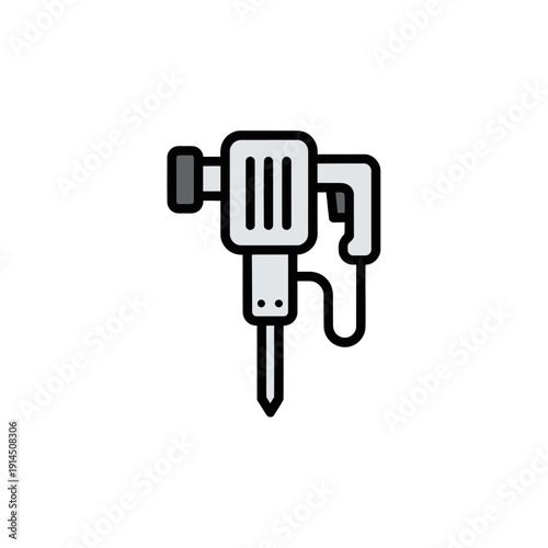 Minimalist Line Drawing of Power Drill Equipment for Construction and Workshop Use