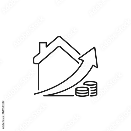 Growing Real Estate Investment Concept with House and Upward Arrow