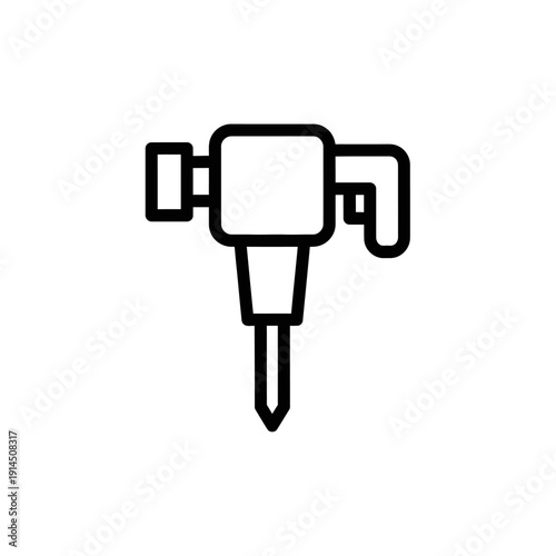 Minimalist Line Drawing of Industrial Pneumatic Tool for Manufacturing and Engineering Use
