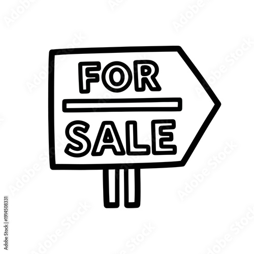 Hand-drawn For Sale Sign Illustration for Commercial Advertising and Marketing