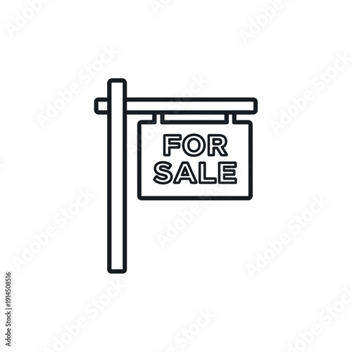 Minimalist Black and White For Sale Yard Sign Illustration for Commercial Advertising