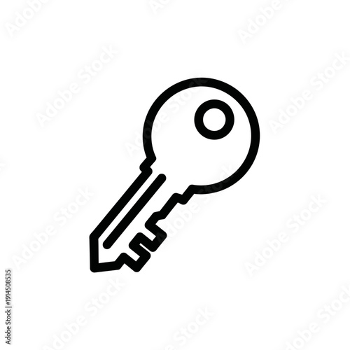 Minimalist Black and White Key Icon for Security and Access
