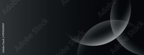 Dark gray background with a smooth gradient texture. The background features overlapping translucent circles in gray tones. Minimal abstract circles vector gradient background