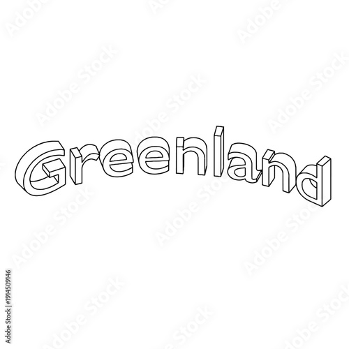 Outline for Coloring of Greenland Name of the Country on White Background. Vector Illustration.