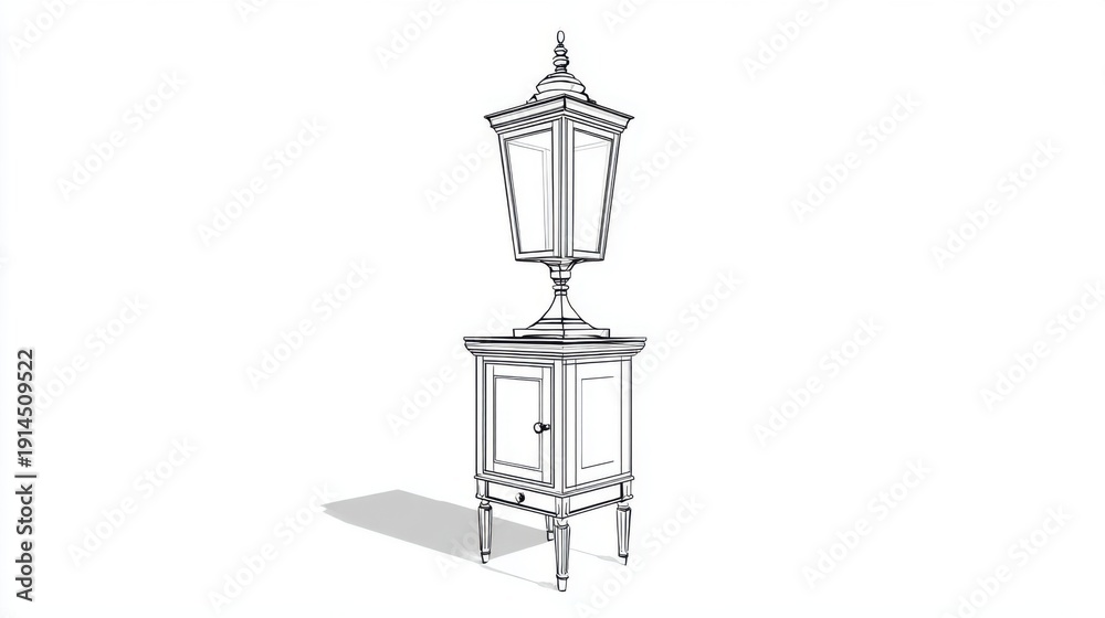 Fototapeta premium Elegant Table Lamp Design with Wooden Base and Glass Shade