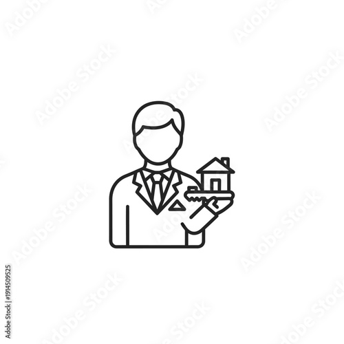 Professional Businessman Holding House in Hand Illustrative Icon