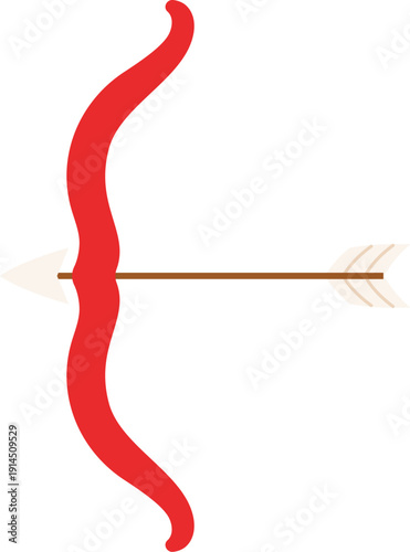 Red bow with arrow, Archer a bow to take aim illustration
