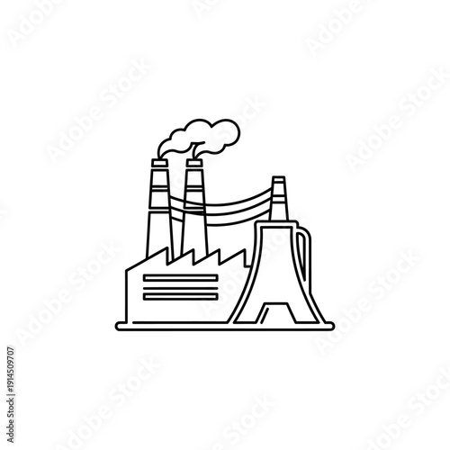 Industrial Power Plant Emissions with Large Chimneys and Cooling Towers