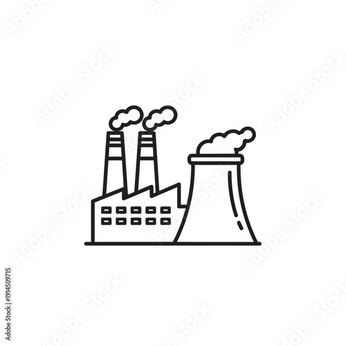 Industrial Power Plant Emitting Smoke and Vapors in a Environmental Scene