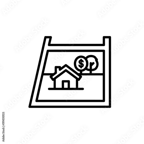 Real Estate Valuation Document with House, Tree, and Dollar Coins Illustration