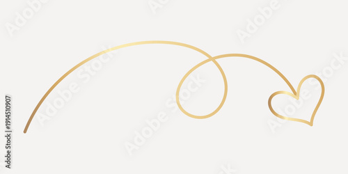 Elegant gold heart line, hand drawn vector