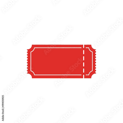 A vibrant red ticket stub with perforated edges, perfect for events, raffles, or admission purposes