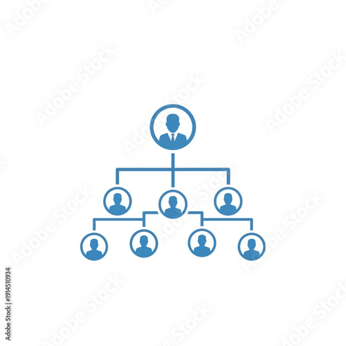 Organizational chart illustrating a hierarchical structure with a leader at the top and subordinates below