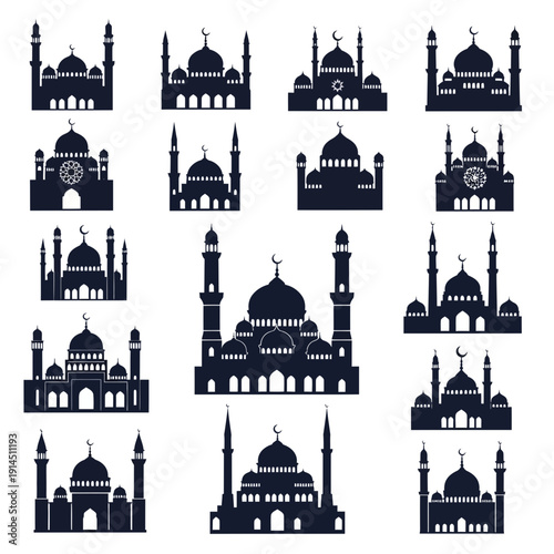 Collection of Islamic Mosque Silhouettes for Architectural and Cultural Representation