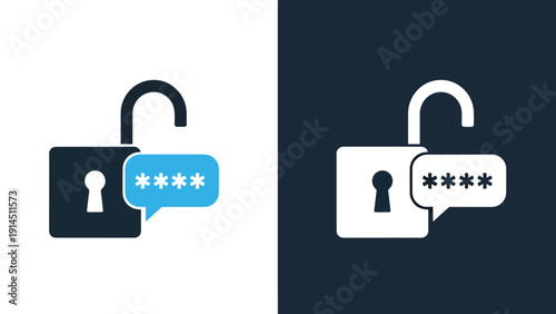 Security icons - Blue icon set - Modern style icon - Vector icon set - Glyph and solid icon set - Icon vector - Flat Design Icon - Stock illustration