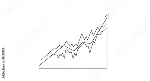 Financial stock market graph showing upward trend and growth.