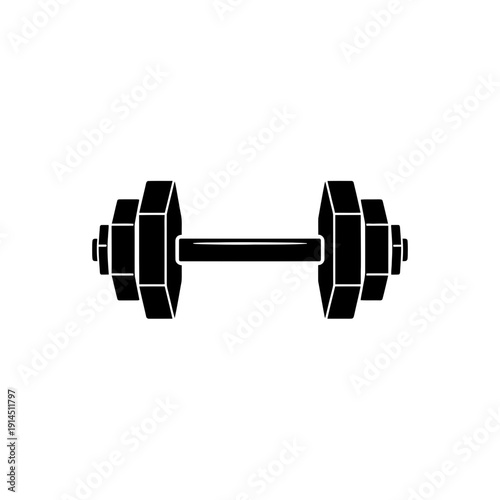 Minimalist black dumbbell silhouette, a powerful symbol of fitness, strength, and dedicated workout training, perfect for sports and exercise-themed digital content