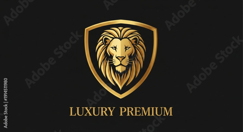 Golden Lion Emblem Luxury Premium Logo Design.