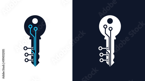 Digital key icon set - Blue icon set - Modern style icon - Vector icon set - Glyph and solid icon set - Icon vector - Flat Design Icon - Stock illustration