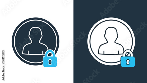 User privacy icon set - Blue icon set - Modern style icon - Vector icon set - Glyph and solid icon set - Icon vector - Flat Design Icon - Stock illustration