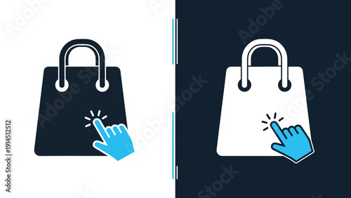 Shopping bag icon set - Blue icon set - Modern style icon - Vector icon set - Glyph and solid icon set - Icon vector - Flat Design Icon - Stock illustration