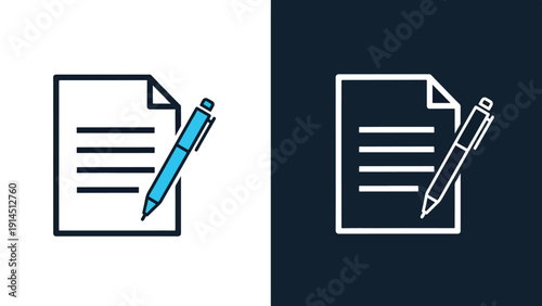 Document and writing icons - Blue icon set - Modern style icon - Vector icon set - Glyph and solid icon set - Icon vector - Flat Design Icon - Stock illustration